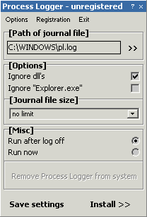 Process Logger Screenshot